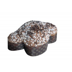 Colomba with dark chocolate drops and almond glaze with chocolate flakes